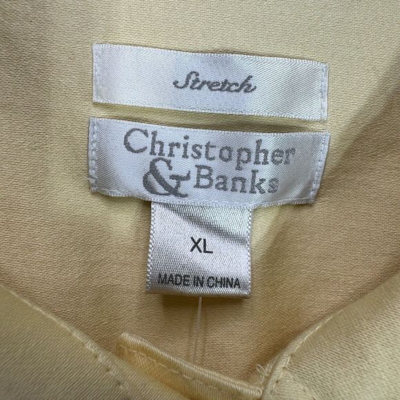 Christopher & Banks Jacket Womens XL Yellow Stretch Cotton Blend Button Up - Picture 2 of 11